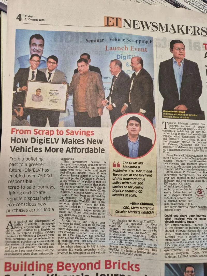 Recognised by The Economic Times_ Scaling India’s Responsible Scrappage Journey